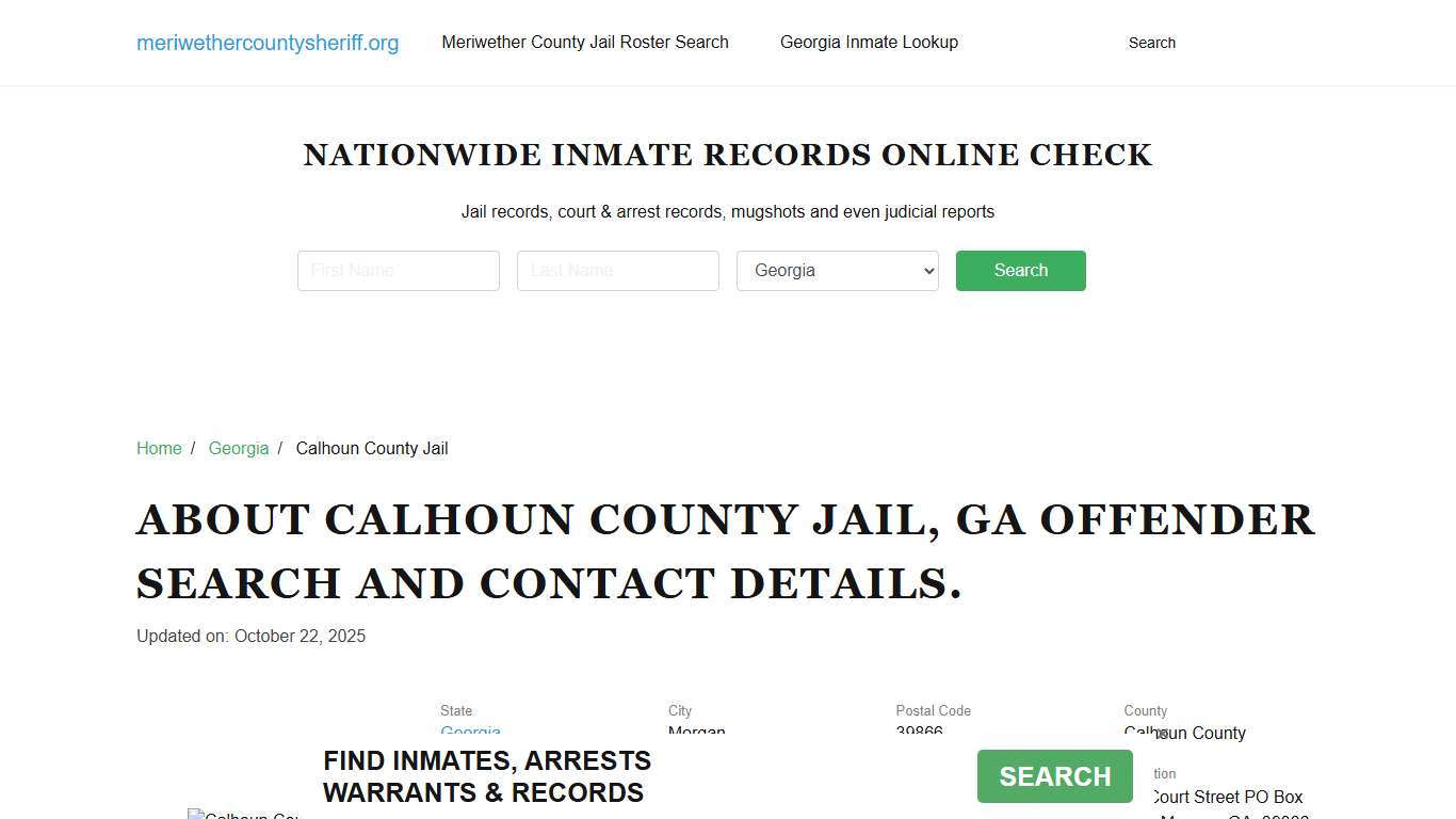 Calhoun County Jail, GA Offender Search, Contacts.